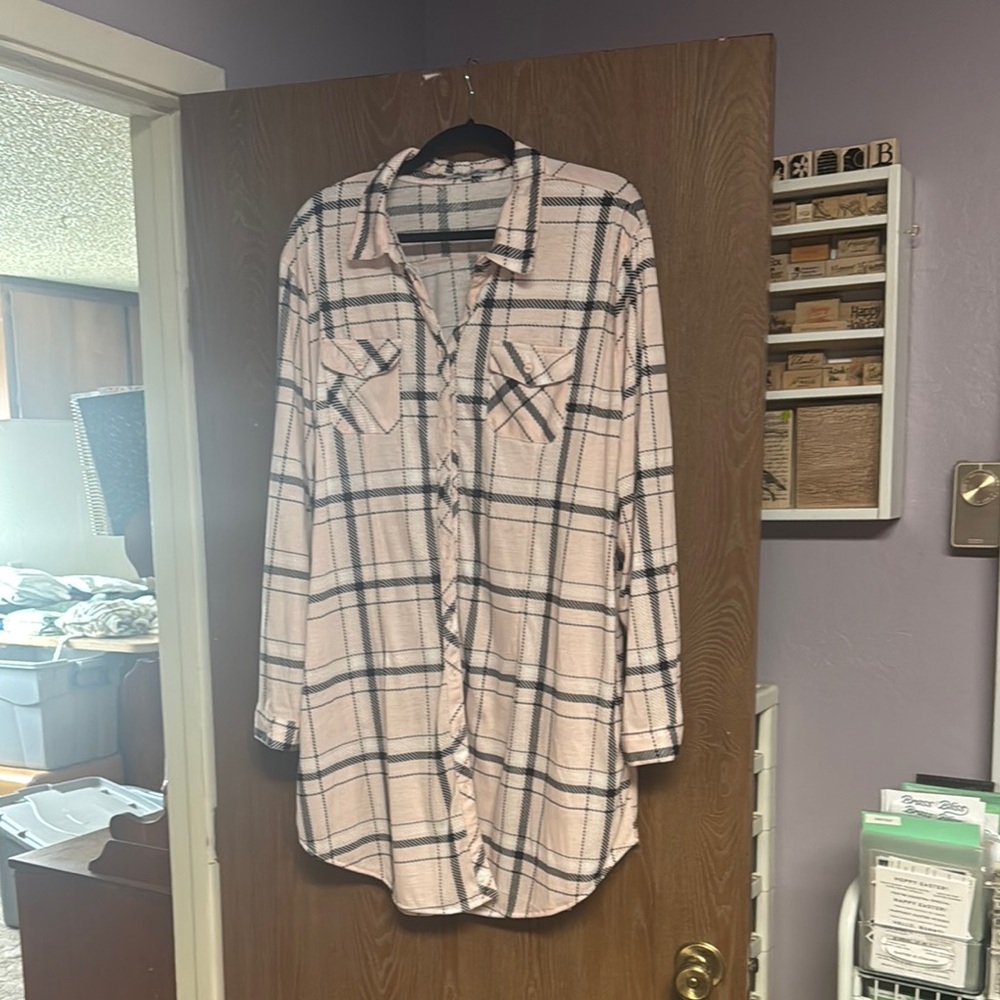 Mark Women's Plaid Tunic - Pink and Black